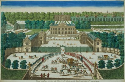 Vista e Perspectiva da Entrada do Castelo de Marly, gravada por Antoine Aveline (1691-1743) de French School