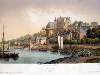 Vista de Amboise - litografia de French School