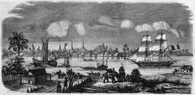 Vista da Cidade e do Porto de Bang-Kok (Bang-Kok), Reino do Sião (Tailândia) de French School