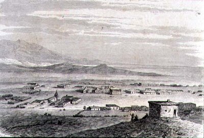 Vista de Los Angeles na década de 1860 (gravura) de French School