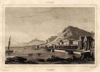Vista de Palermo, Sicília, gravura de Storelli, em "Picturesque Italy", editora Amable Coste de French School