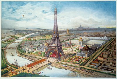 Vista da Exposição Universal de 1889 em Paris. Gravura de 1889. Paris, Artes Decorativas de French School