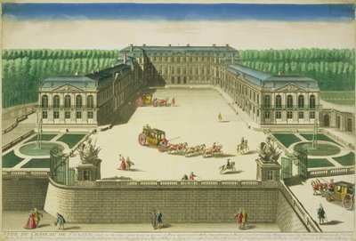 Vista do Castelo de St. Cloud, gravada por Antoine Aveline (1691-1743) de French School