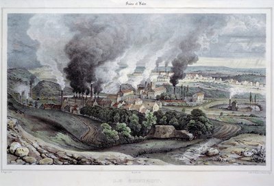 Vista da Fundição e Cristalaria do Creusot cerca de 1820-1830 de French School