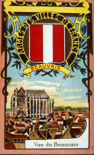 Vista da cidade francesa de Beauvais, por volta de 1900 (cromolitografia) de French School