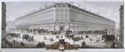Vista das lojas de departamento do Louvre, Paris, 1866 de French School