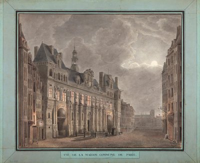 Vista da Maison Commune de Paris, entre 1790-95 (wc no papel) de French School