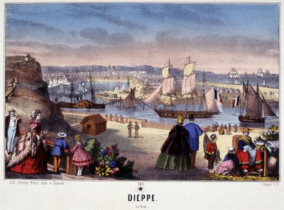 Vista do Porto de Dieppe, imagem de Epinal, n.d. século XIX de French School