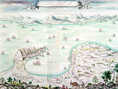 Vista do cerco de Gibraltar em 1704 (wc no papel) de French School