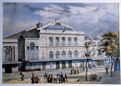 Vista do Teatro de la Gaite em Paris Litografia do século XIX Paris. Carnaval do Musée de French School