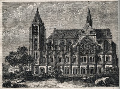 Vista da abadia de Saint-Victor (Saint Victor) antiga abadia dos cânones regulares (agostinianos) destruída em 1811 - Gravura em "História física, civil e moral de Paris: desde os primeiros tempos históricos até aos nossos dias" por Jacques Antoine Dulaure de French School