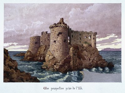 Vista do castelo do século XI em ruínas na ilha de Yeu (Ile-d