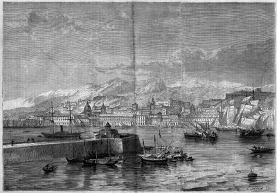 Vista da cidade de Messina (Messina ou Missina). Sicília, Itália de French School