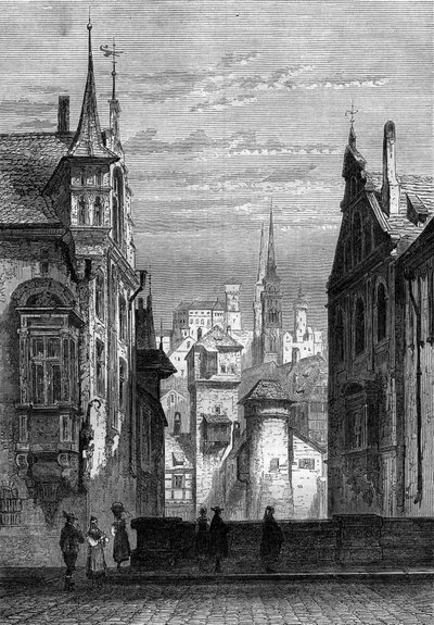 Vista da cidade de Nuremberga na Alemanha de French School