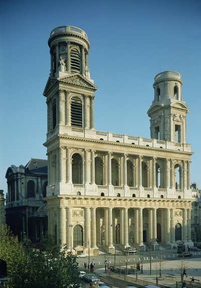 Vista da fachada da Igreja de Saint-Sulpice, construída entre 1646-1780 de French School