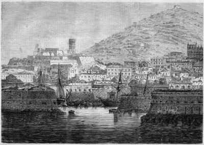 Vista do porto e da cidade de Gaete (Gaeta), Itália de French School