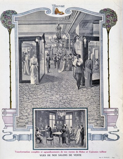 Vista das feiras de venda da loja "Au Louvre". de French School