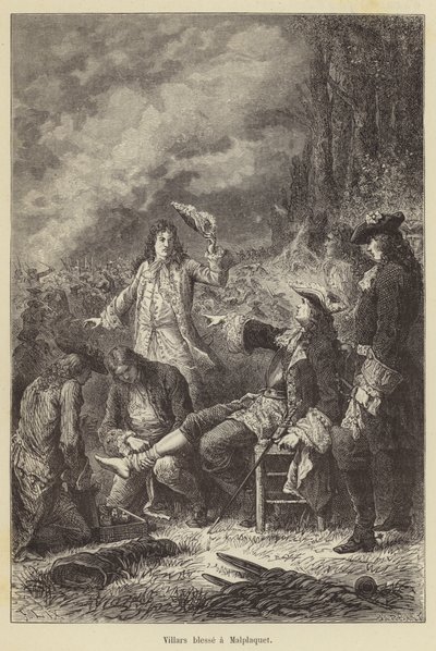 Villars feridos em Malplaquet (gravura) de French School