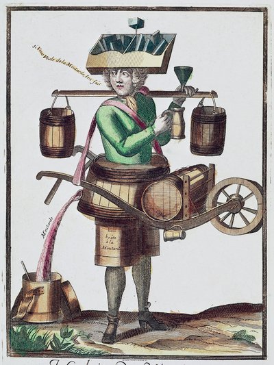 Fabricante de vinagre, gravura a cores, França de French School