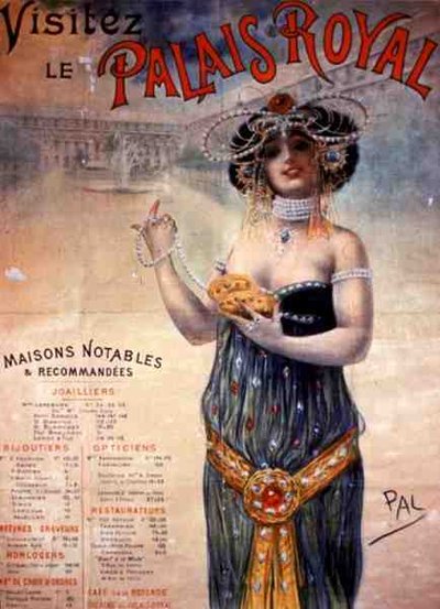 Visita ao Palais Royal, Paris (cor litho) de French School