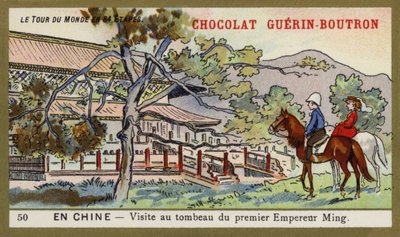 Visita ao túmulo do primeiro imperador Ming, China (chromolitho) de French School