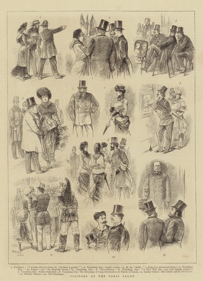 Visitantes do Salão de Paris (gravura) de French School