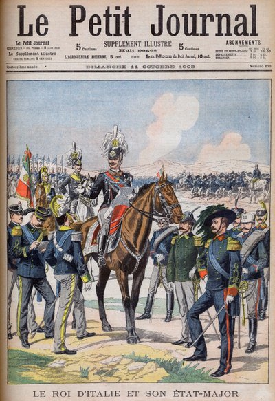 Vittorio Emanuele III di Savoia - Rei Victor Emmanuel III da Itália e sua equipe geral. O Rei da Itália e sua Equipe. Ilustração para o Jornal Le petit de French School