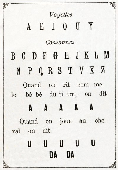 Vogais e Cononne no "Alfabeto dos pequenos aforradores", final do século XIX (cromolitografia) de French School