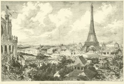 Vista geral da Exposição Universal, extraída do Palais du Trocadero (gravura) de French School