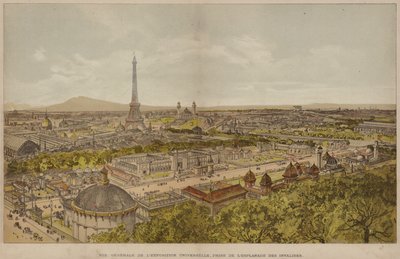 Vista Geral da Exposição Universelle, extraída da Esplanada dos Inválidos (gravação colorida) de French School