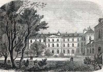 “Vista do" Hôpital de la Pietie em Paris " de French School