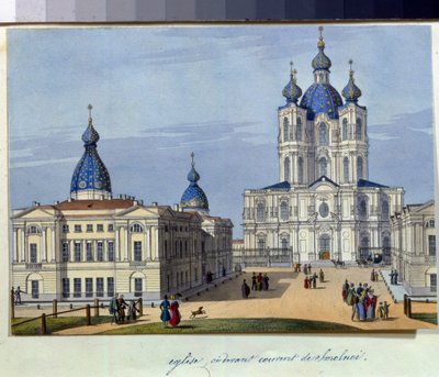 Vista da catedral de Smolny em São Petersburgo de French School