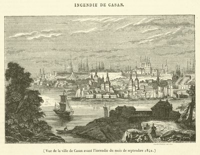 Vista da cidade de Casan antes do incêndio de setembro de 1842 (gravura) de French School