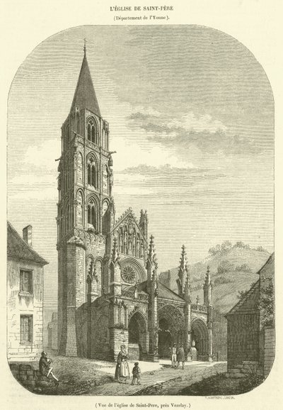 Vista da igreja de Saint-Pere, perto de Vezelay (gravura) de French School