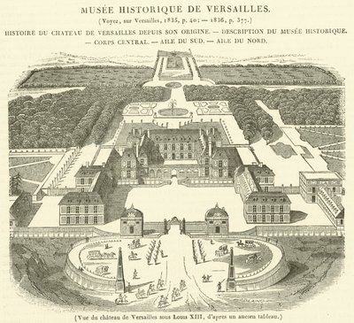 Vista do Palácio de Versalhes sob Louis XIII (gravura) de French School