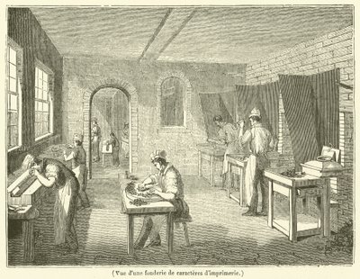 Vista de uma fundição do tipo (gravura) de French School