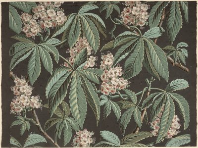 Design de papel de parede com Chestnut Branch (detalhe) ca. 1810, fabricado por Josef Dufour (1752-1827), Paris, de French School