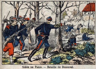 Guerra de 1870 entre a França e a Prússia: Batalha de Buzenval, na região de Paris, em 19/01/1871. de French School