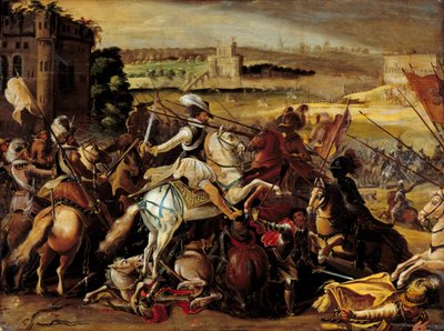 Guerra da religião: "Henri IV na Batalha de Arques (21 de Setembro de French School