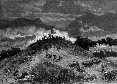 Guerra do Pacífico (1879-1884) entre Peru e Bolívia e Chile - Batalha de Los Angeles - 22 de março de French School