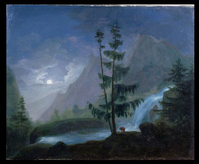 Cachoeira perto da Pont dEspagne ao luar, c.1833 de French School