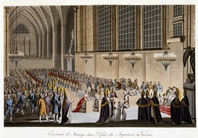 Cerimónia de casamento (Napoleão e Maria Luísa de Habsburgo) na Igreja dos Agostinhos em Viena, 2 de abril de French School