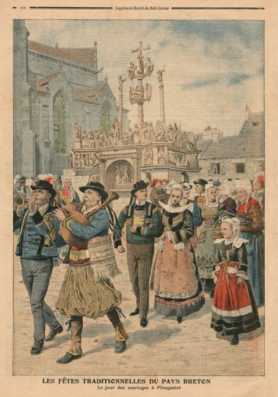 Dia do casamento em Plougastel, Bretanha, ilustração do Le Petit Journal, suplemento ilustre, 27 de janeiro de 1907 de French School