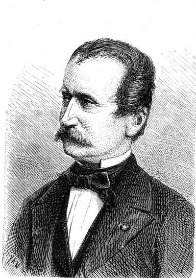 Wilhelm ENGERTH (1814-1884), engenheiro austríaco, projetista da primeira locomotiva de montanha. Gravura de 1867 de French School