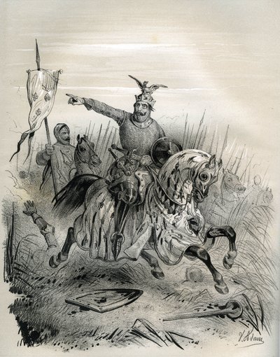 William o Conquistador durante o assalto e captura de Mantes em Julho de 1087, ilustração de "França na Idade Média" (gravura) de French School