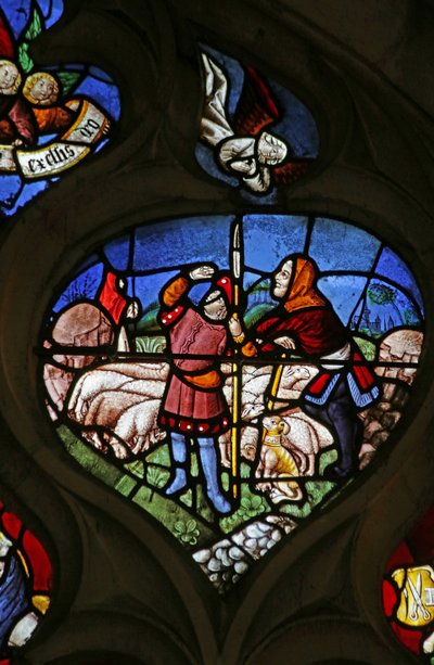 Janela que representa a Anunciação aos Pastores (vitral) de French School