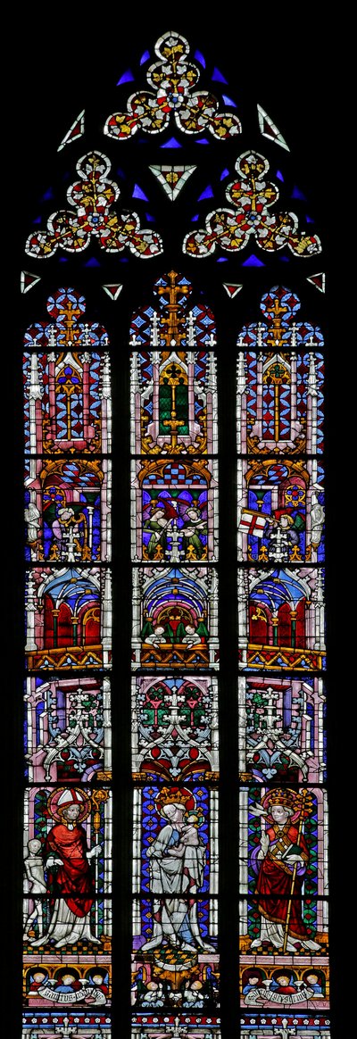 Janela retratando São Martinho, Virgem e Criança, São Gregório (moderno) de French School