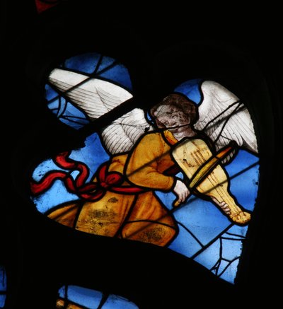 Janela retratando um anjo musical de French School