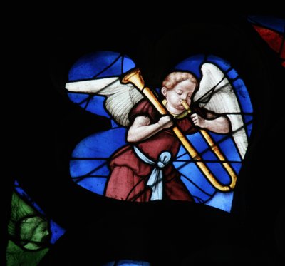 Janela retratando um anjo musical de French School