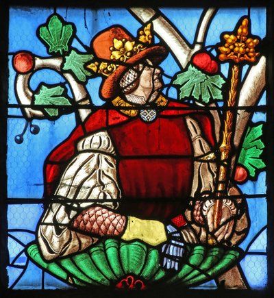 Janela que representa a Árvore de Jesse (na sua maioria moderna) (vitral) de French School